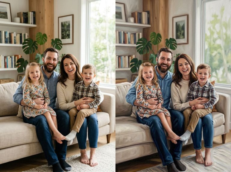 Example of painting-from-photo pricing – family portrait on canvas