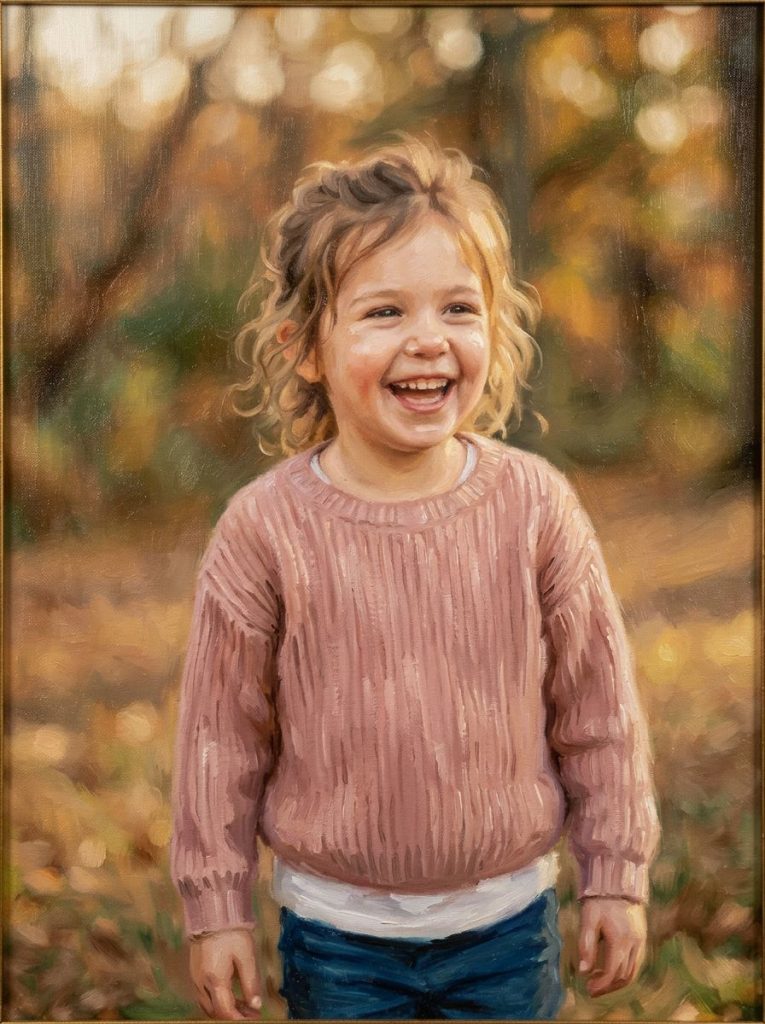 Hand-painted portrait on canvas made from a photo