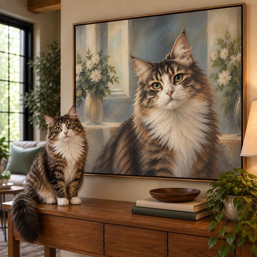 Custom cat portrait hand-painted from a photo